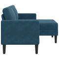 vidaXL 2-miestna pohovka s ležadlom v tvare L, modrá 125 cm, zamat