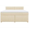 vidaXL Posteľný rám boxspring s matracom krémový 180x200 cm látka