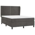 vidaXL Posteľný rám boxspring s matracom tmavosivý 140x190 cm zamat