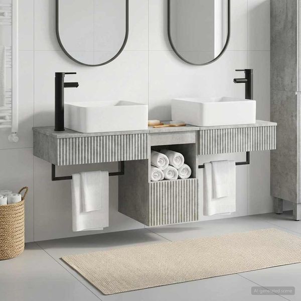 vidaXL Set kabinetov do kúpeľne 3 ks Betónovo sivá 53 x 35 x 39 cm