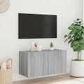 vidaXL TV nástenná skrinka s LED svetlami sivá sonoma 80x35x41 cm