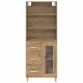 vidaXL Highboard Remeselný dub 69,5 x 34 x 180 cm Kompozitné drevo