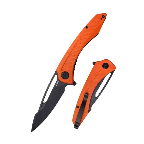 Kubey KU345G Merced vreckový nôž 8,8 cm, Blackwash, oranžová, G10