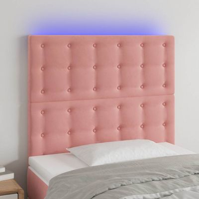 vidaXL Čelo postele s LED ružové 100x5x118/128 cm zamat