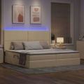 vidaXL LED úložná posteľ s matracom Krémová 200 x 200 cm Látka