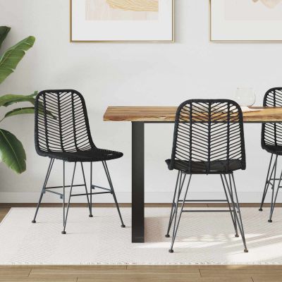 vidaXL Jedálenská stolička 2 pcs Ratan a železo Čierna