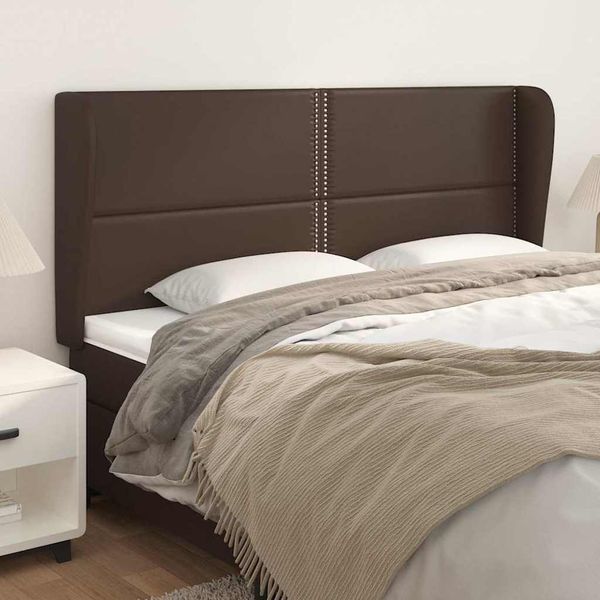 vidaXL Čelo postele so záhybmi hnedé 203x23x118/128 cm umelá koža