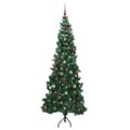 vidaXL Rohový umelý vianočný strom s 300 LED-i Zelená 210 cm PVC a kov