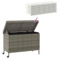 vidaXL záhradný úložný box s kolieskami sivý 110x55x73 cm polyratan