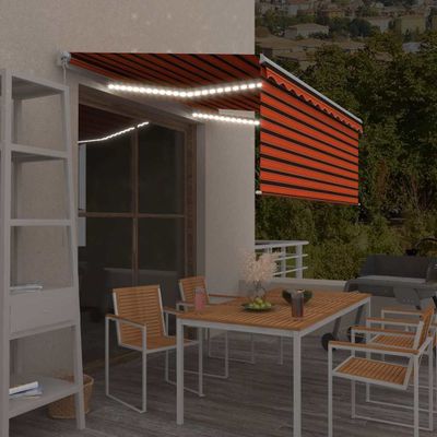 vidaXL Ručne zaťahovacia markíza tienidlo&LED 3,5x2,5 m oranžovo-hnedá