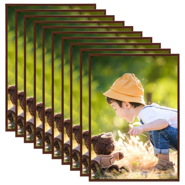 vidaXL Fotorámiky na stenu alebo stôl 10 ks bronzové 15x21 cm MDF