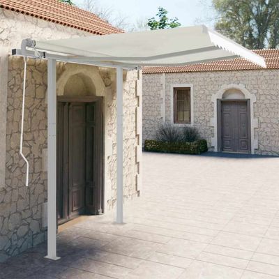 vidaXL Súprava markízových stĺpikov biela 300x245 cm železo