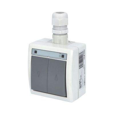 ATLAS IP65 Spínač žalúziový č.1/0+1/0 s vývodkou M20, na povrch, sivý
