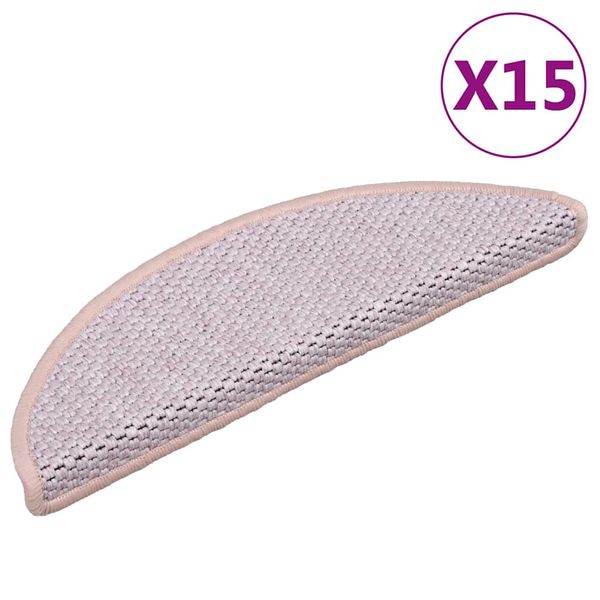 vidaXL Samolepiace nášľapy vzhľad sisalu 15 ks 56x17x3 cm ružová