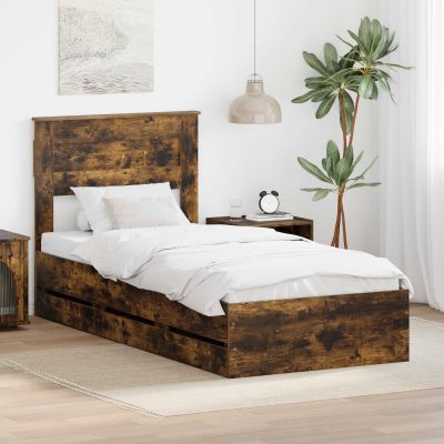 vidaXL Rám postele Dymová dub 100 x 200 cm Inžinierske drevo
