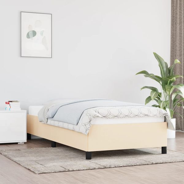 vidaXL Rám postele bez matraca krémová 90x200 cm Látka