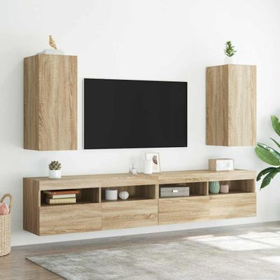 vidaXL TV nástenné skrinky s LED svetlami 2 ks dub sonoma 30,5x35x70cm