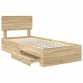 vidaXL Rám postele so zásuvkou Sonoma dub 90 x 200 cm Kompozitné drevo