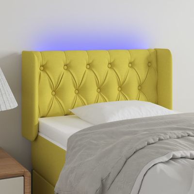 vidaXL Čelo postele s LED zelené 83x16x78/88 cm látka