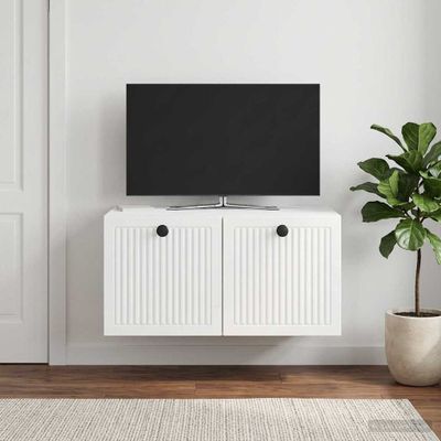 vidaXL Nástenná TV skrinka Biela s vysokým leskom 59,5 x 41 x 30 cm