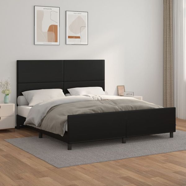 vidaXL Posteľný rám s čelom čierny 180x200 cm umelá koža
