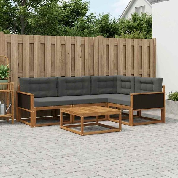 vidaXL Záhradná súprava gaučov s vankúšom 5 pcs Prírodná a antracitová