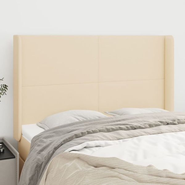 vidaXL Čelo postele so záhybmi krémový 147x16x118/128 cm látka