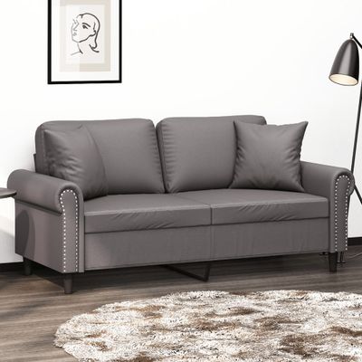 vidaXL 2-miestna pohovka s vankúšmi sivá 140 cm umelá koža