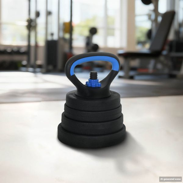 vidaXL 4-v-1 sada činkových tyčí a kettlebellov 30 kg Čierna a modrá