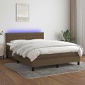 vidaXL Posteľ boxsping s matracom a LED tmavohnedá 140x190 cm látka