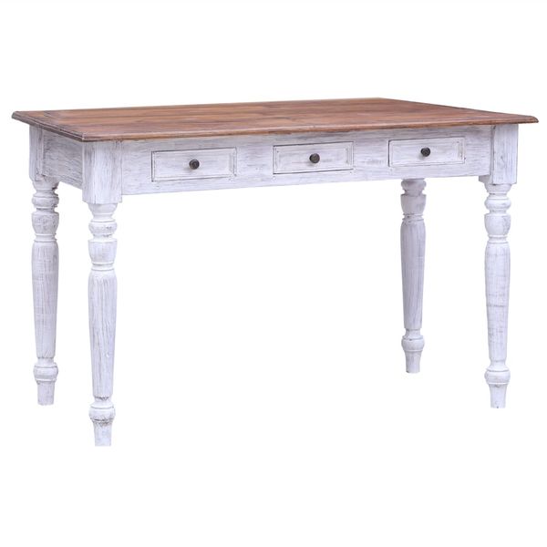 vidaXL Písací stôl so zásuvkami, biely 117x57x75 cm, mahagónové drevo
