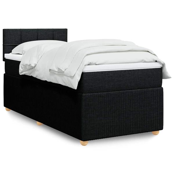 vidaXL Posteľný rám boxspring s matracom čierny 80x200 cm látka