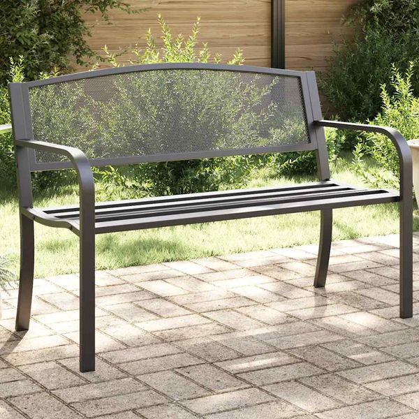 vidaXL Záhradná lavica 119 cm čierna oceľ