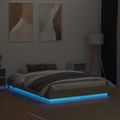 vidaXL Posteľný rám s LED svetlami dub sonoma 135x190 cm