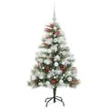 vidaXL Umelý vianočný stromček Zelená a biela 120 cm PVC, kov a plast