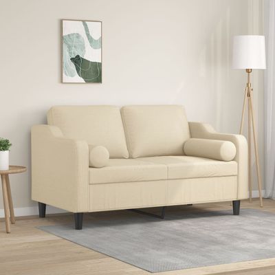 vidaXL 2-miestna pohovka s vankúšikmi krémová 120 cm látka