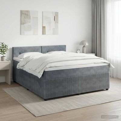 vidaXL Posteľ boxspring s matracom Tmavosivá 140 x 200 cm Zamat
