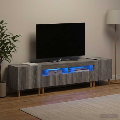 vidaXL 3-dielny LED TV stolík ARNHEM 3 ks Sivý Sonoma Kompozitné drevo