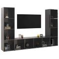 vidaXL TV skrinky 3 ks lesklé sivé 142,5x35x36,5 cm drevotrieska