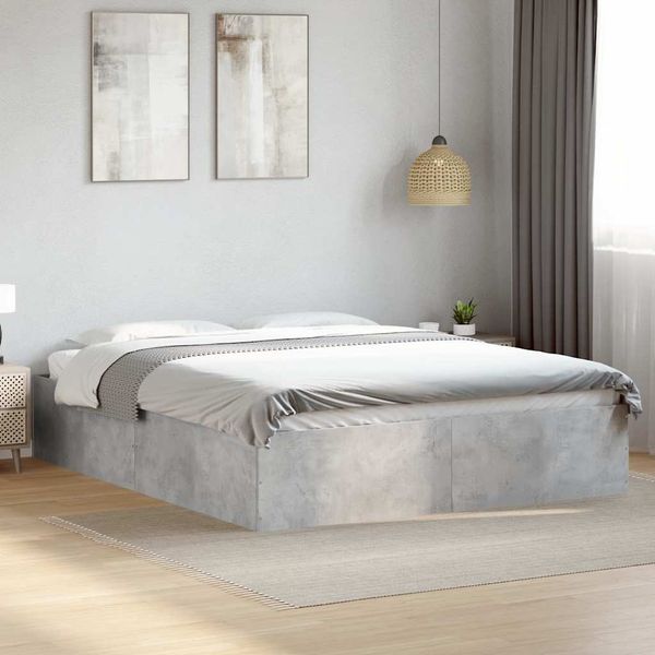 vidaXL Posteľný rám betónový sivý 150x200 cm kompozitné drevo
