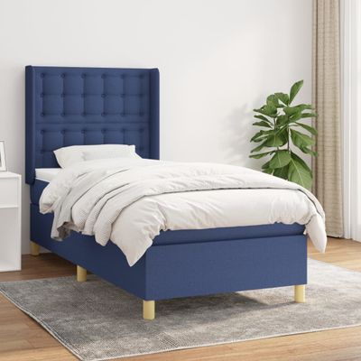vidaXL Boxspring posteľ s matracom modrá 100x200 cm látka