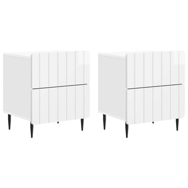 vidaXL Nočný stolík 2 pcs Biela s vysokým leskom 43 x 34,5 x 49,5 cm