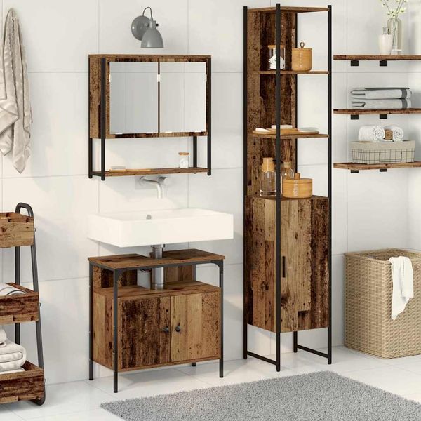 vidaXL Sada kúpeľňového nábytku 3 pcs Staré drevo Kompozitné drevo