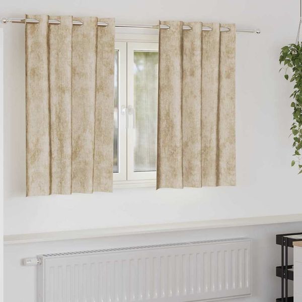 vidaXL Sametové závesy so záclonami 2 pcs Krémová 140 x 140 cm Zamat