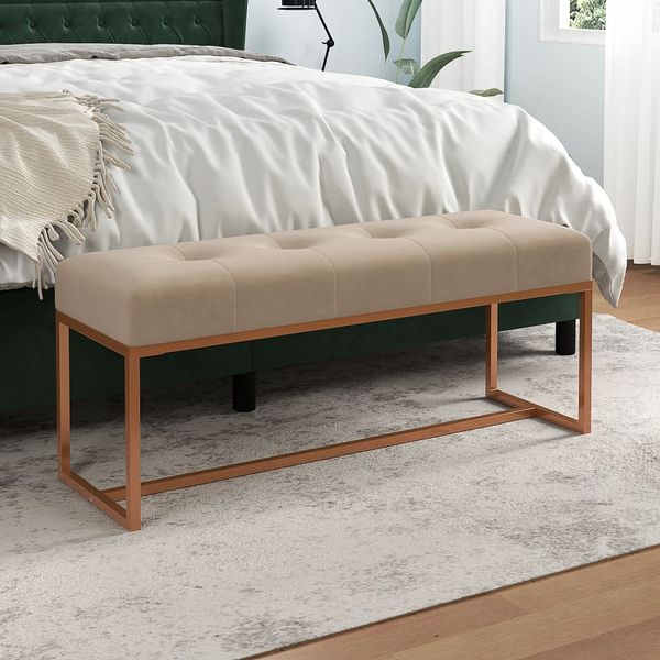 vidaXL Lavička béžová 110x36x45 cm zamat