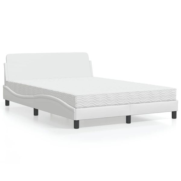 vidaXL Posteľ s matracom Dover biela 140x200 cm umelá koža