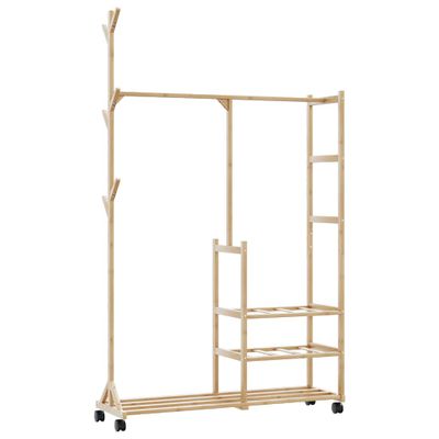 vidaXL vešiak na šaty s policami a kolieskami 100x38x175,5 cm bambus