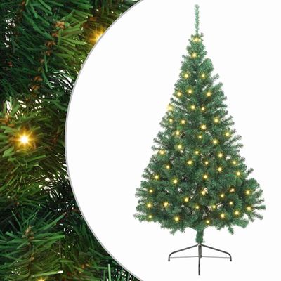 vidaXL Umelý predsvietený vianočný stromček Zelená 240 cm PVC