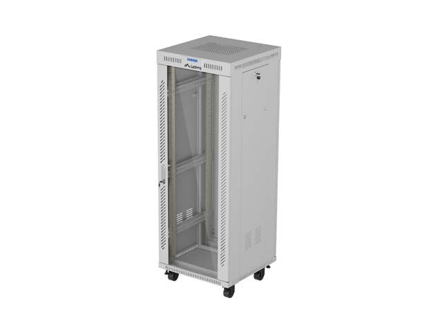 Inštalačný stojan 19'' 32U 600X600 šedé sklenené dvere lcd lanberg (flat pack) V2