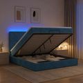 vidaXL Ottoman posteľ s matracom a LED Tmavo modrá 180 x 200 cm Zamat